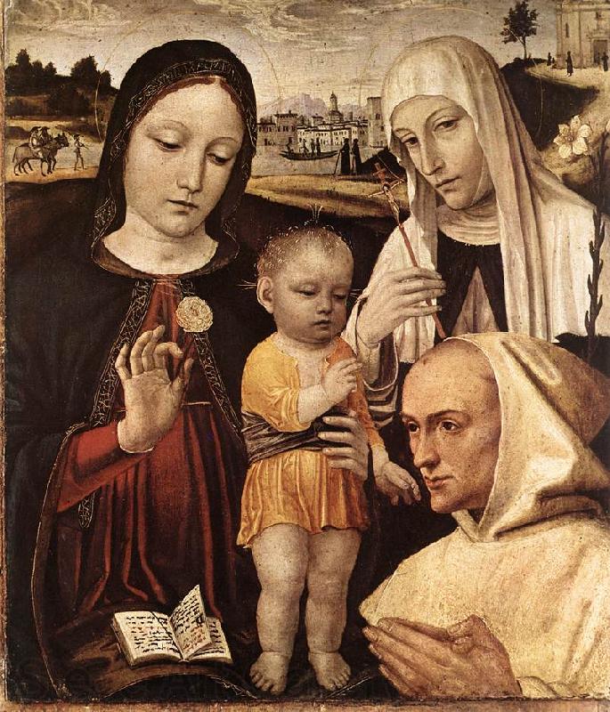 BORGOGNONE, Ambrogio Madonna and Child, St Catherine and the Blessed Stefano Maconi fgtr Norge oil painting art
